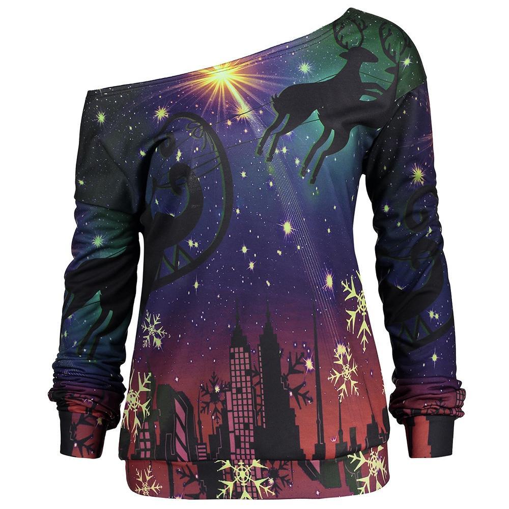 Schneeflocke Rentier Plus Size Sweatshirt