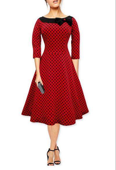 Polka-Dot Bow Fit & Flare Dress