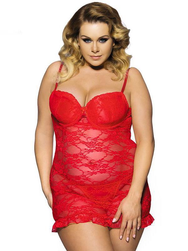 Doorzichtige kanten plus size slip jurk