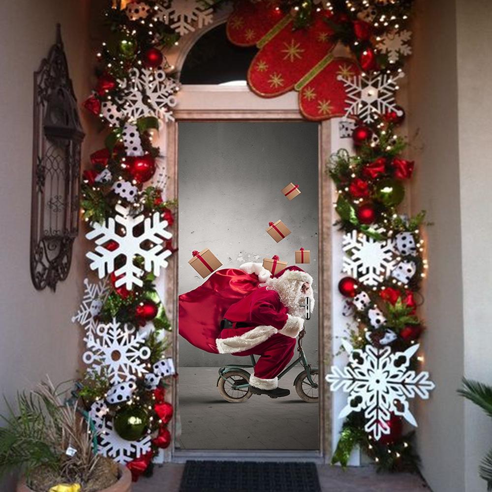 Papai Noel em um adesivo de porta de bicicleta