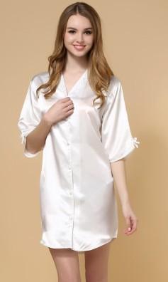 Satiny Oversized Button Up Sleep Shirt - Theone Apparel