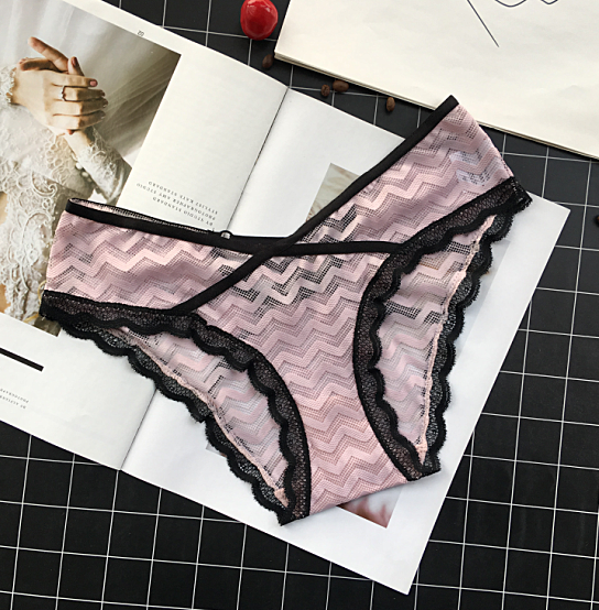 Semi Transparent High Waist Panties with Ornate-Pink-Theone Apparel
