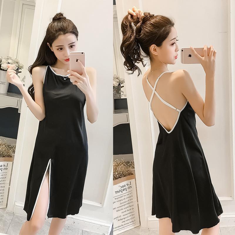 Sexy Slit Satiny Sleep Gown