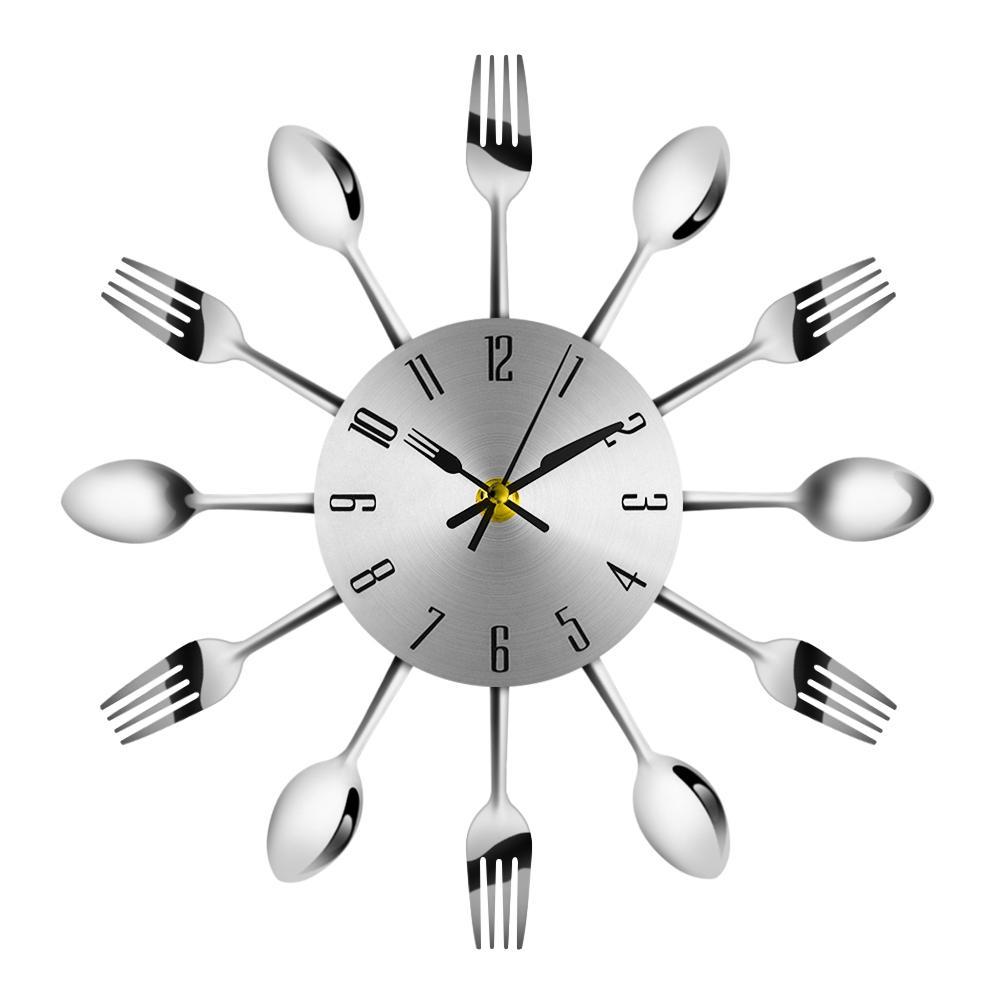 Knife Fork Spoon Stainless Steel Clock