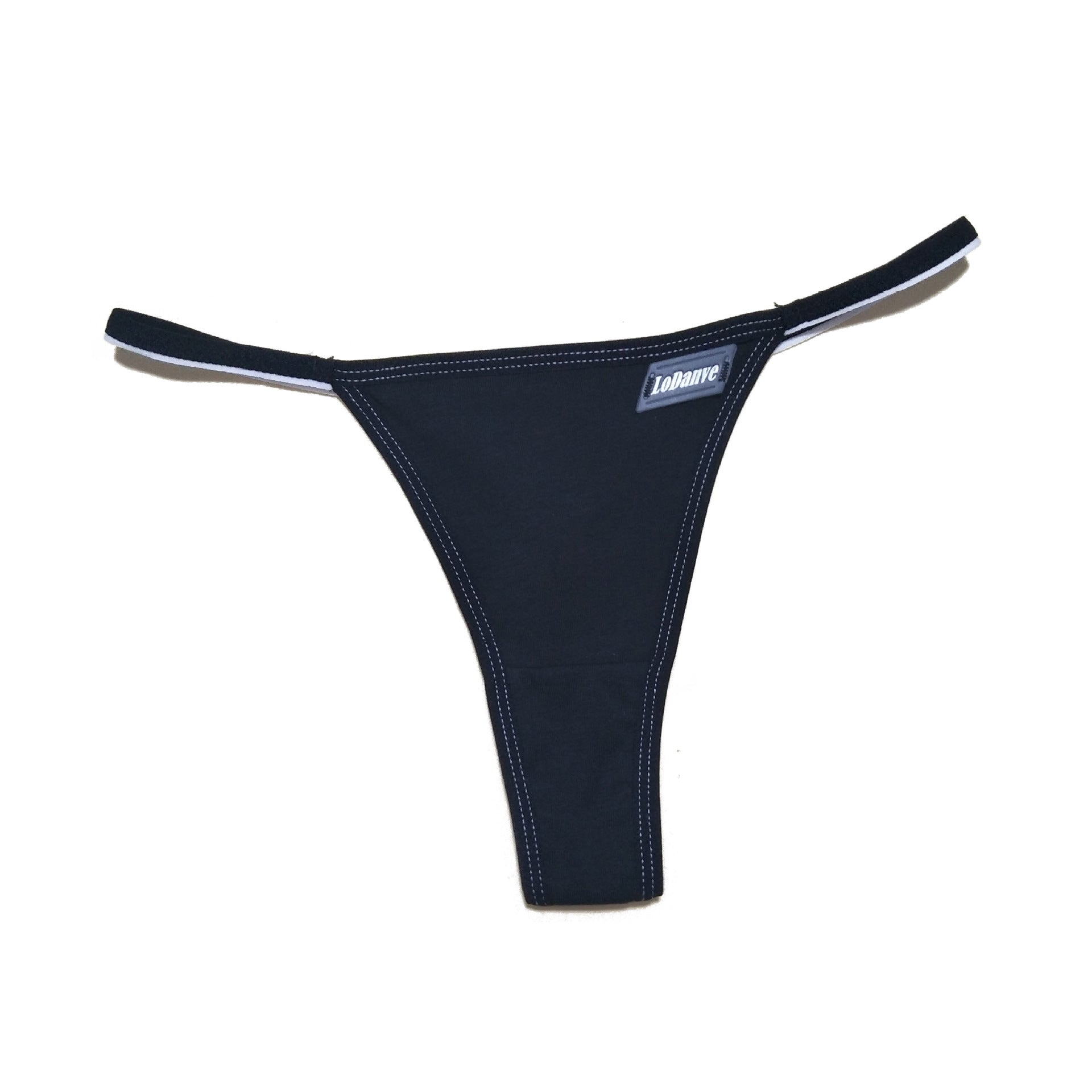Simple Scalloped Edge Thong Panty-Black-Theone Apparel