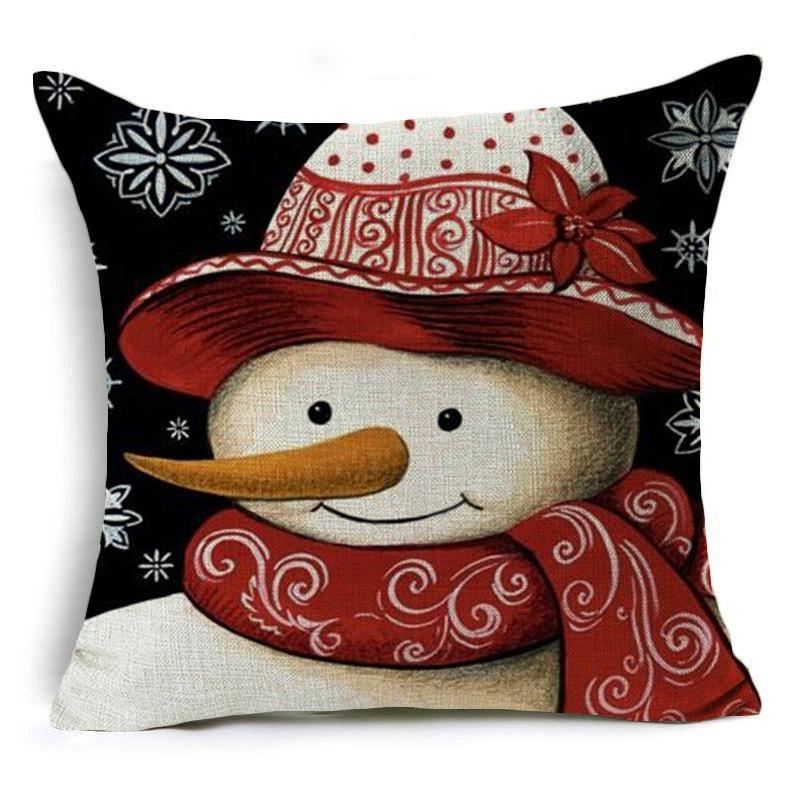 Fundas de almohada navideñas con muñeco de nieve sonriente