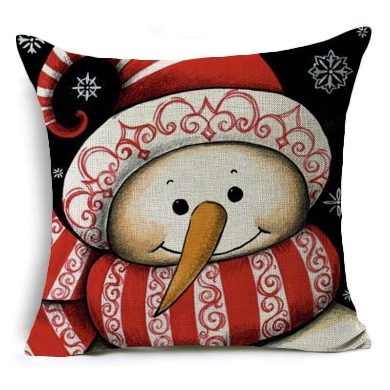 Fundas de almohada navideñas con muñeco de nieve sonriente