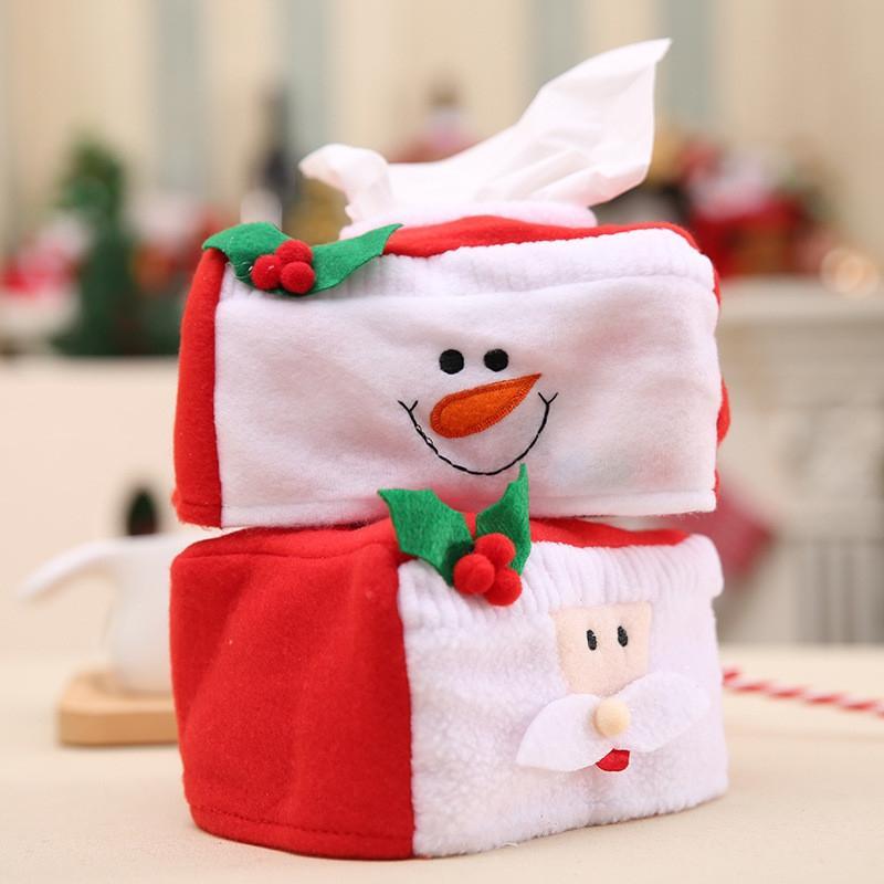 Funda para caja de pañuelos de muñeco de nieve y Papá Noel