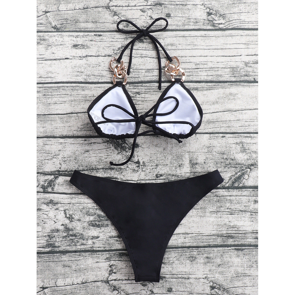 Ensemble de maillots de bain matériel métallique de couleur unie