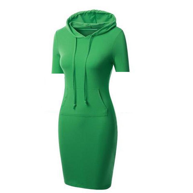 Sporty Drawstring Hood Sweater Dress