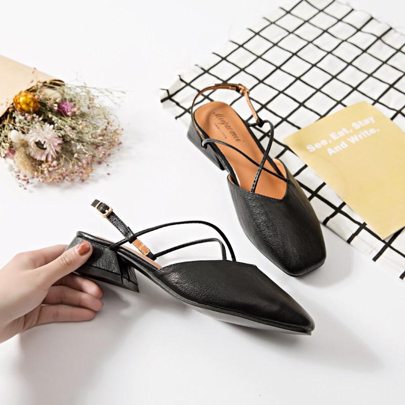 Square Toe Ankle Strap Sandals-Black-Theone Apparel