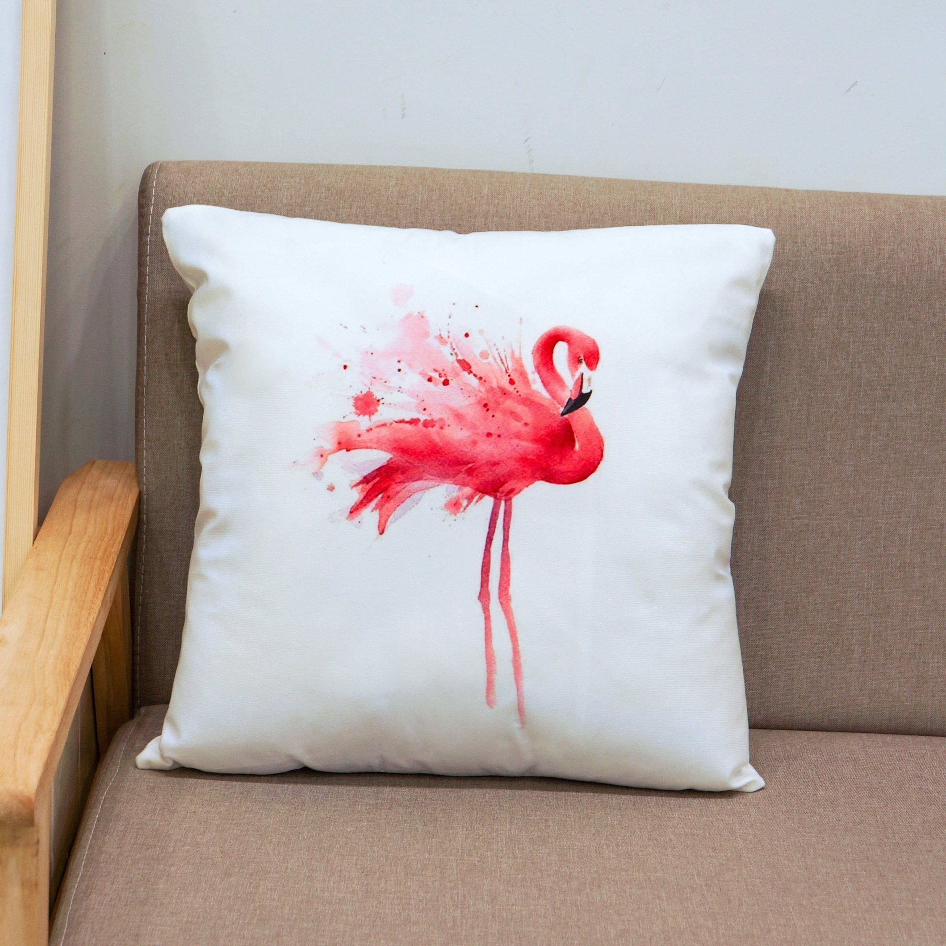 Penutup Bantal Flamingo Merah Muda Tropis