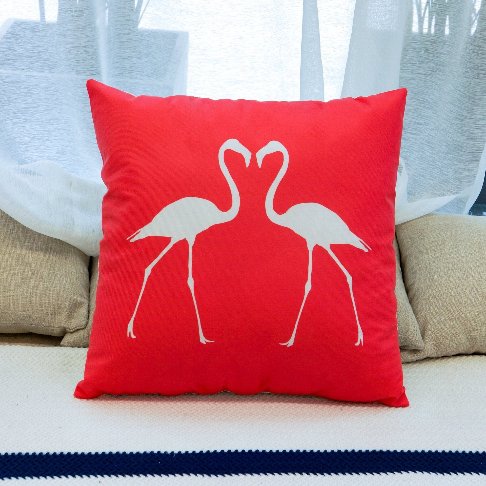 Penutup Bantal Flamingo Merah Muda Tropis