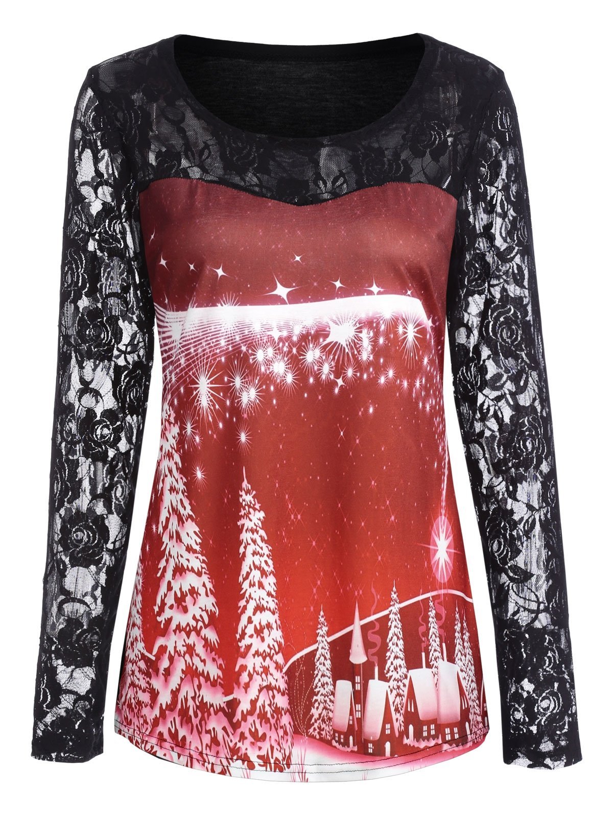 Ugly Red and Black Christmas Lace Shirt