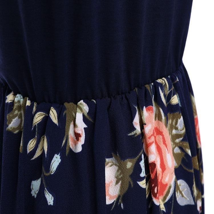 Vintage Floral Print Cap Sleeve Dress