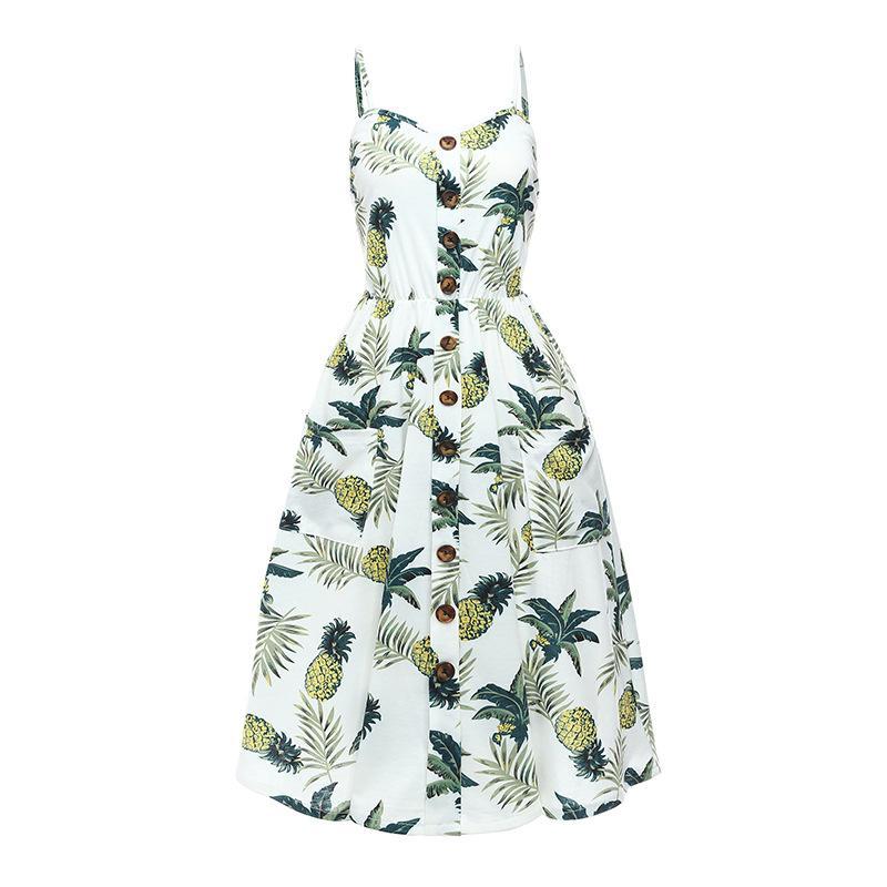 Vestido de verano con botones y estampado de flores