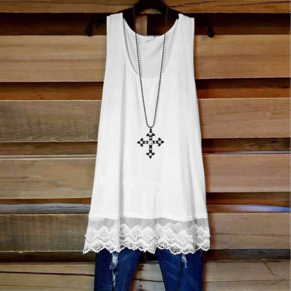 Lace Hem Loose Fit Tank Top