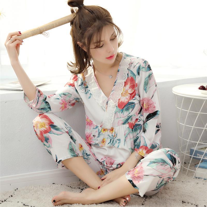 Lacy Tropical Floral Sleepwear Set