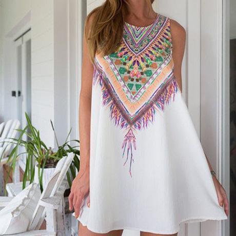 Tribal Print White Teepee Dress