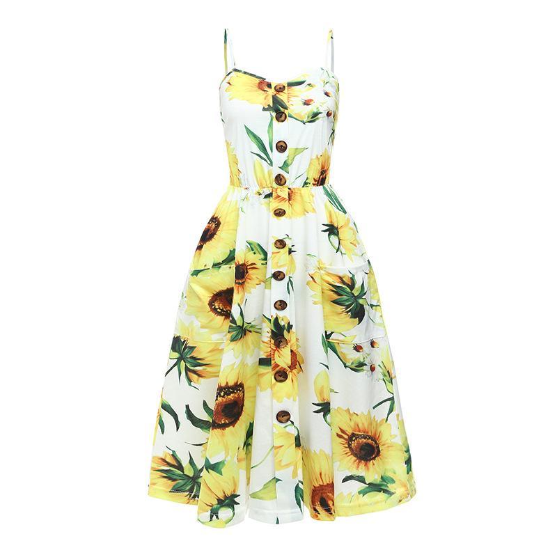 Vestido de verano con botones y estampado de flores