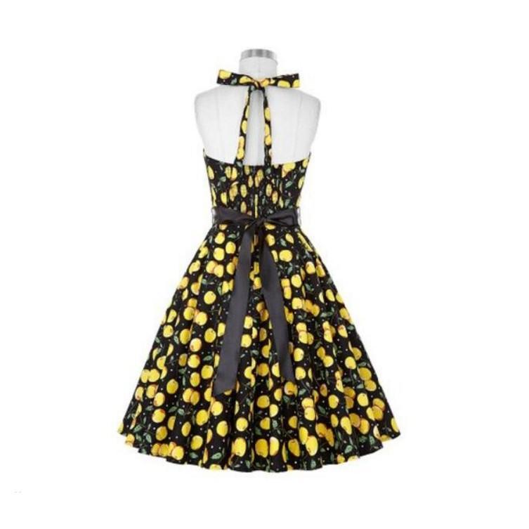 Yummy Print Retro Halter Dress