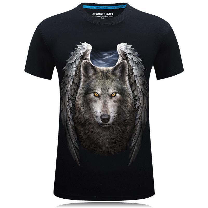 Angelic Wolf With Wings Graphic Tee - THEONE APPAREL