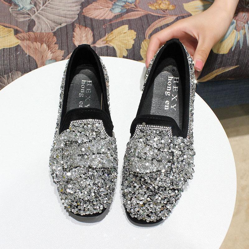 Bedazzled Buckle Front Loafers - THEONE APPAREL