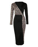 Black and White Art Deco Patter Asymmetrical Dress - THEONE APPAREL