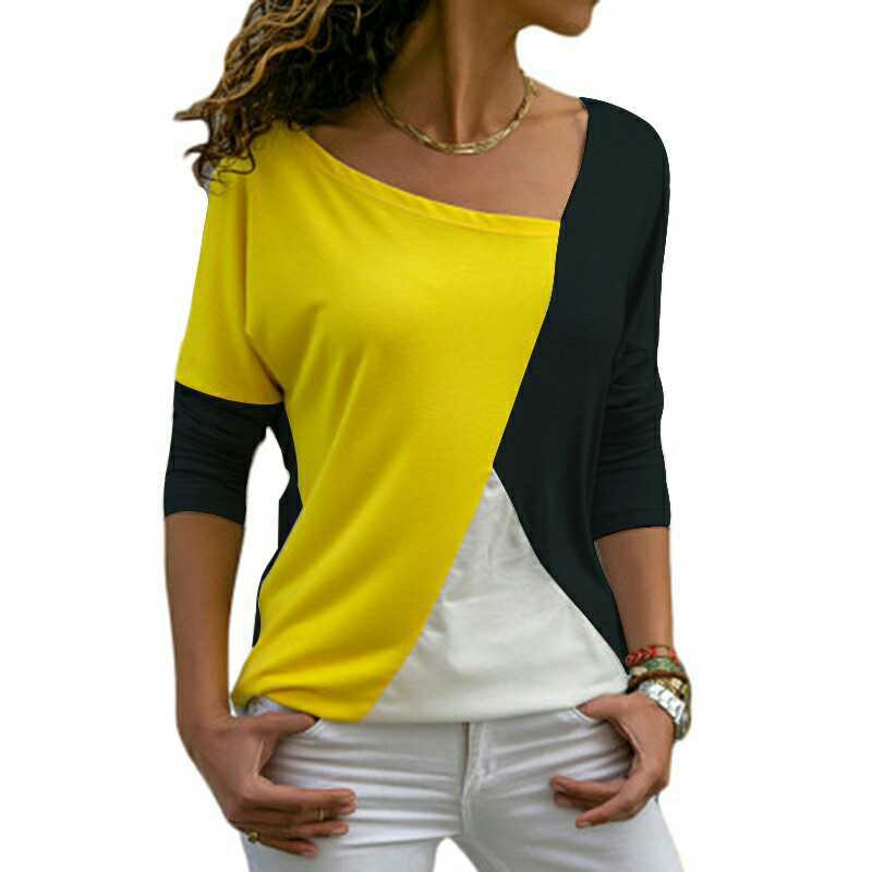 Black Yellow & White Asymmetrical Tee - THEONE APPAREL