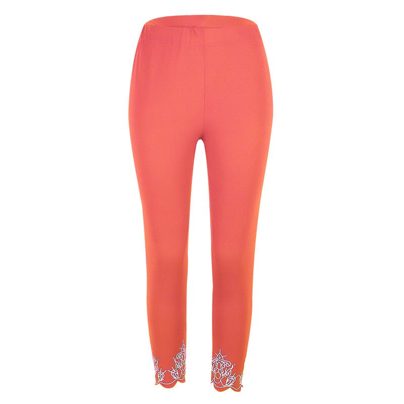 Capri Length Leggings with Decorative Cuffs - THEONE APPAREL