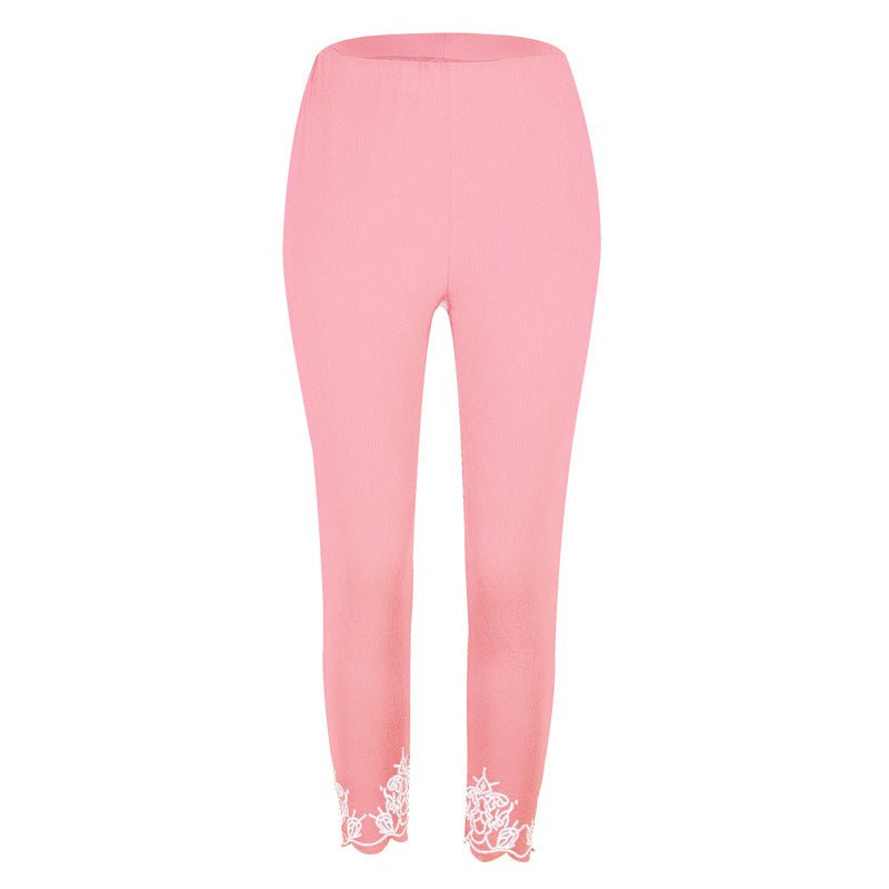 Capri Length Leggings with Decorative Cuffs - THEONE APPAREL