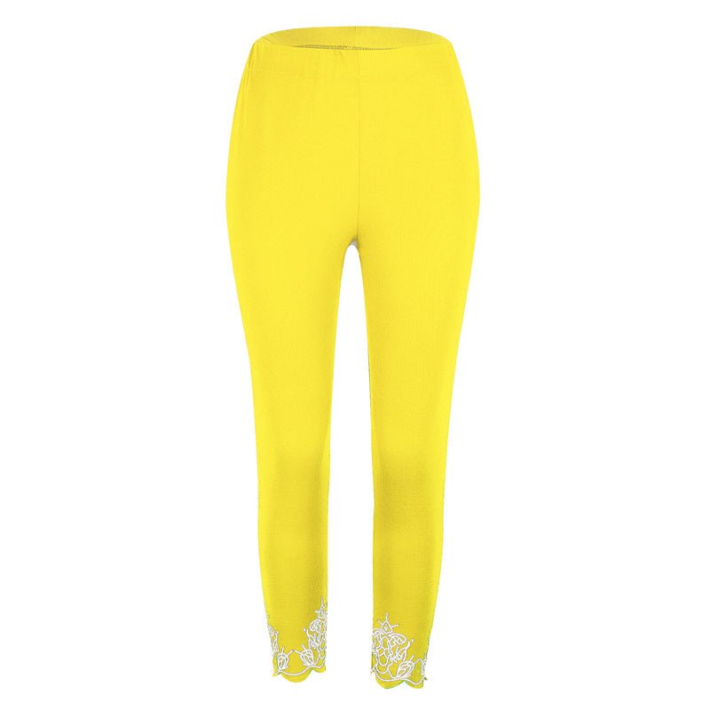 Capri Length Leggings with Decorative Cuffs - THEONE APPAREL