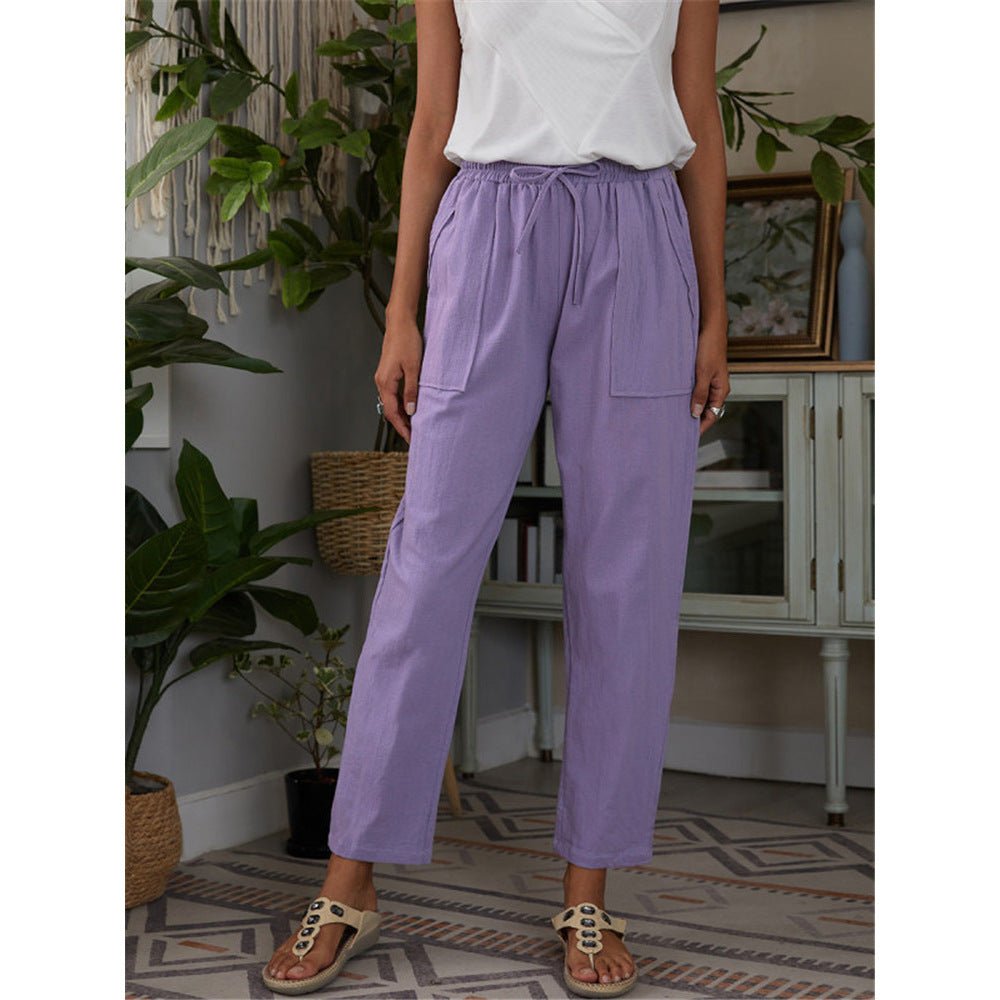 Casual Elastic Waist Straight leg Slacks - THEONE APPAREL