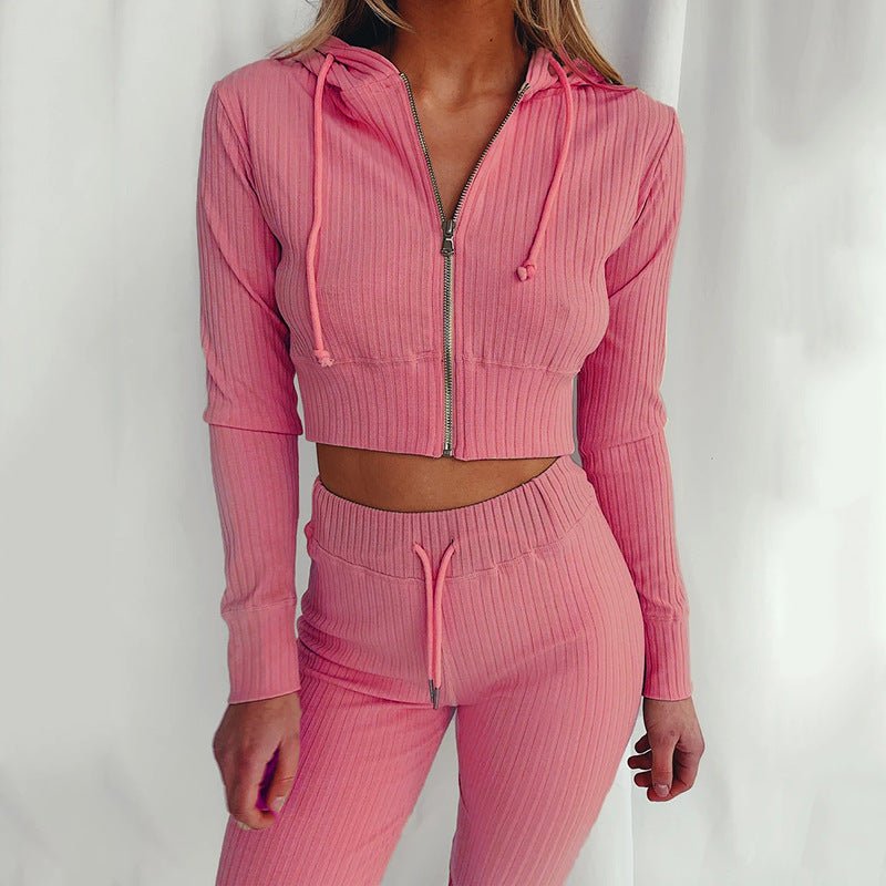 Casual Two Piece Cropped Top and Pants Set - THEONE APPAREL