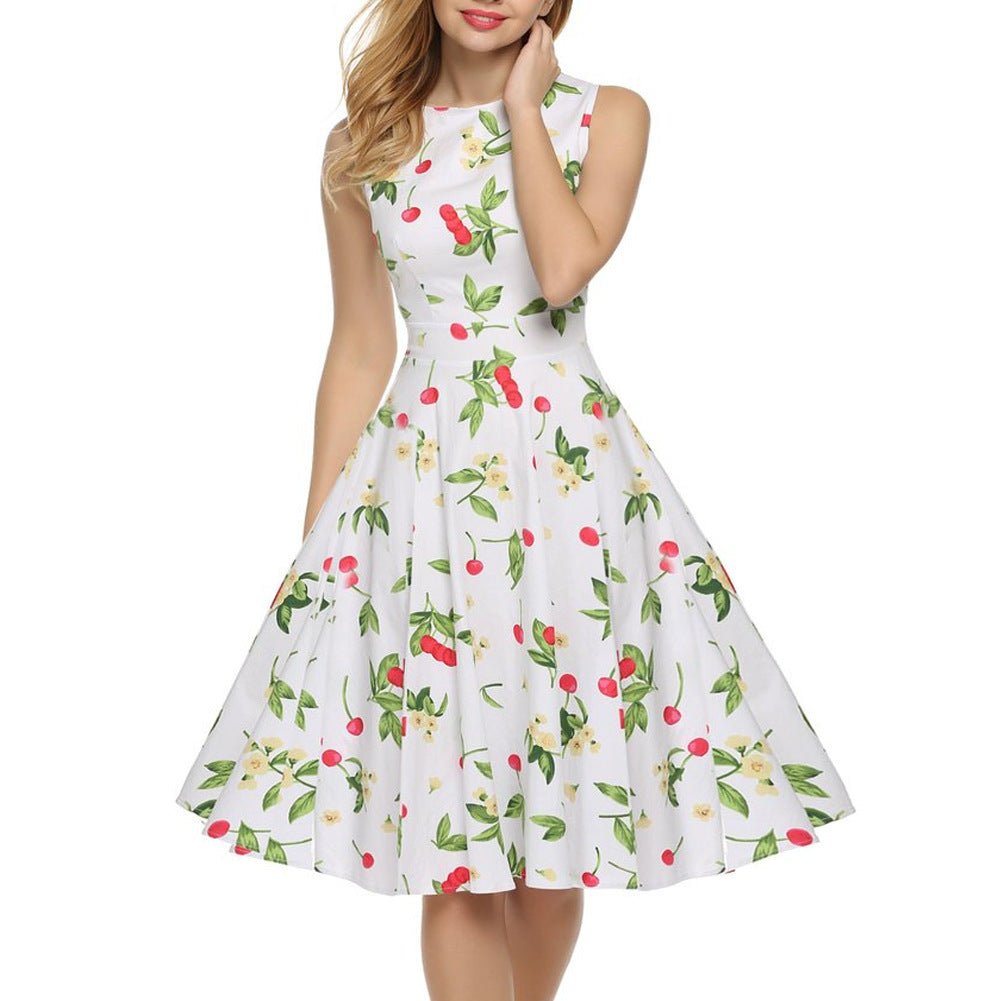 Cherry High Neck Sleeveless Dress - THEONE APPAREL